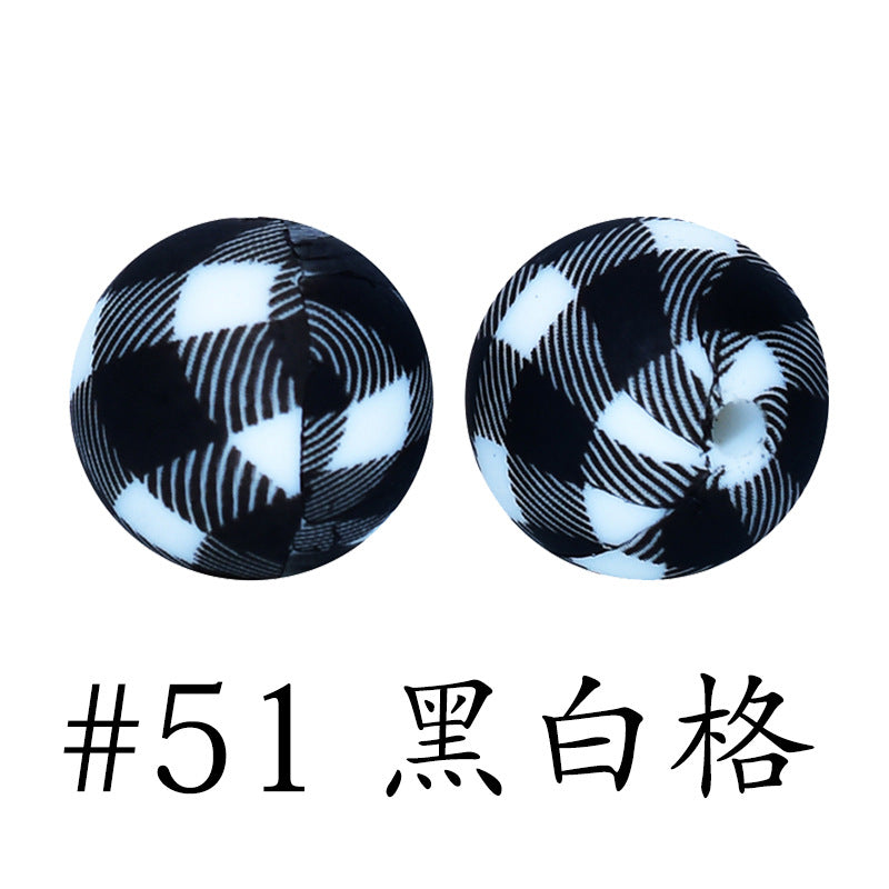 Wholesale 50pcs 16mm Print Silicone Beads Colorful Silicone Water Transfer Beads